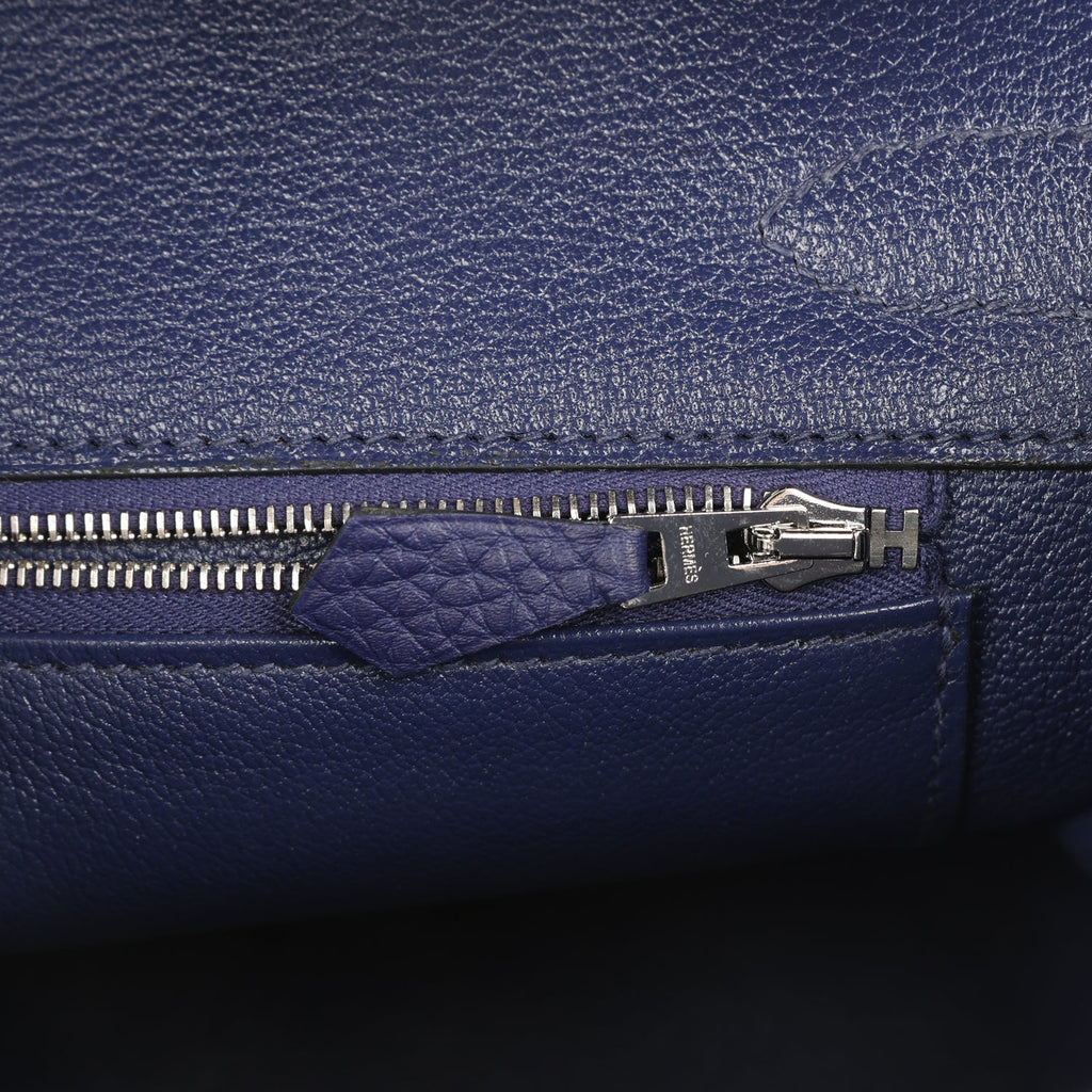 Birkin 30 Bleu Encre Togo and Shiny Niloticus Crocodile Touch Palladium Hardware Bag