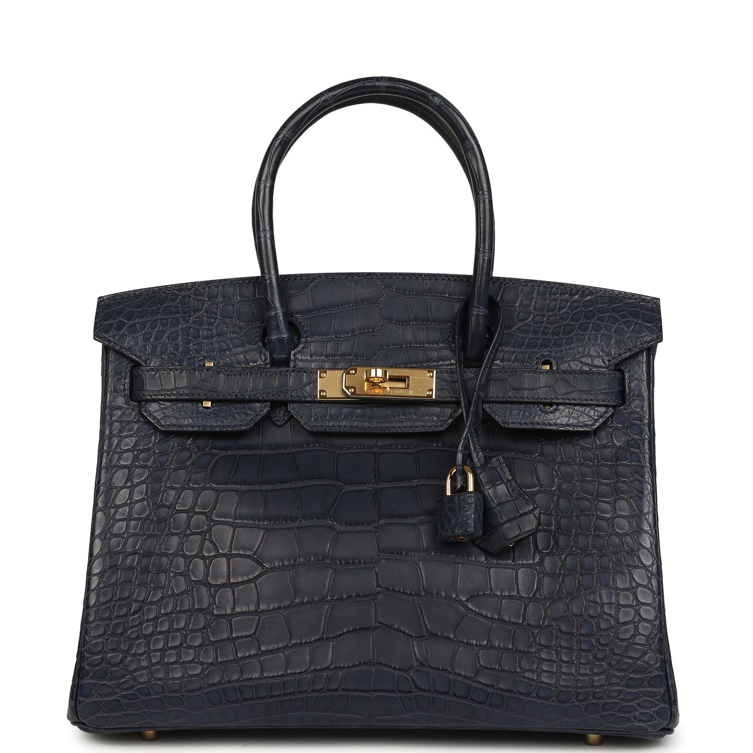 Birkin 30 Bleu Indigo Matte Alligator Gold Hardware Bag