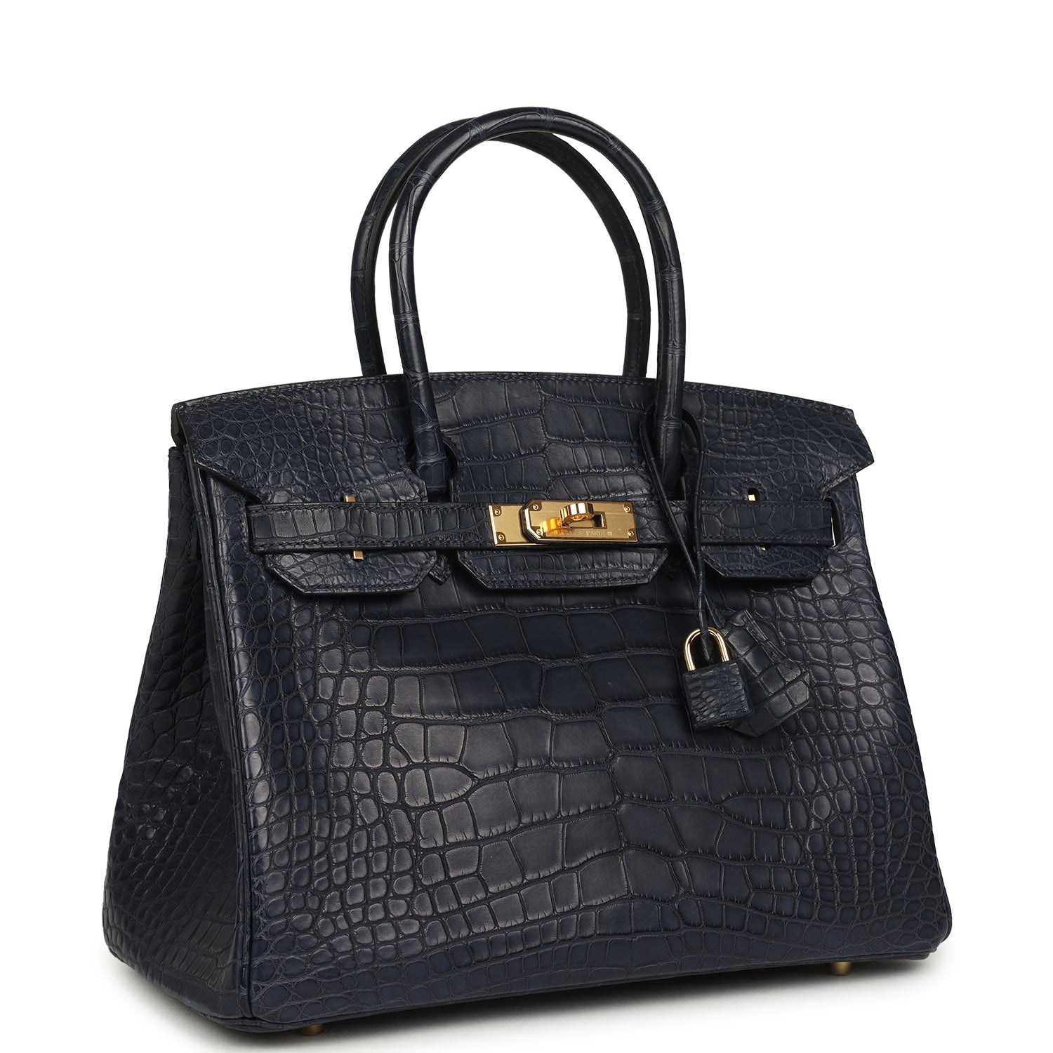 Birkin 30 Bleu Indigo Matte Alligator Gold Hardware Bag