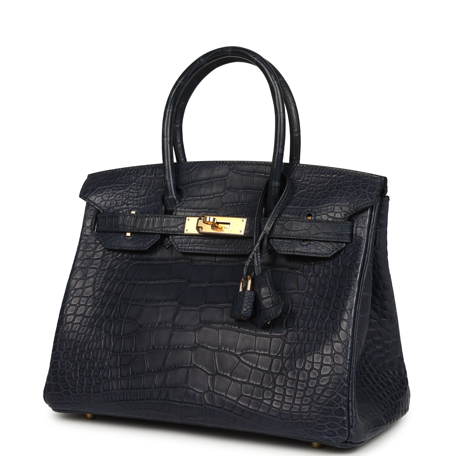 Birkin 30 Bleu Indigo Matte Alligator Gold Hardware Bag