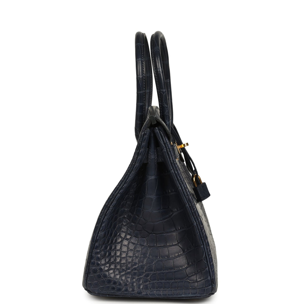 Birkin 30 Bleu Indigo Matte Alligator Gold Hardware Bag