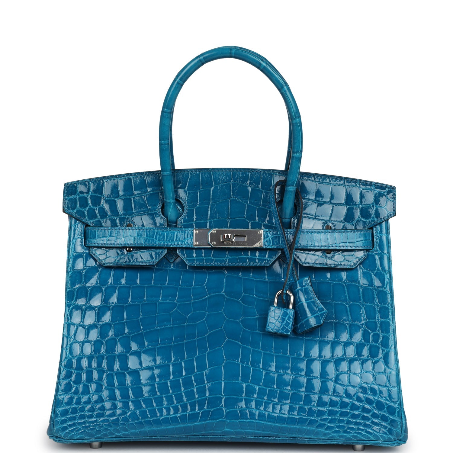 Birkin 30 Bleu Izmir Shiny Niloticus Crocodile Palladium Hardware Bag