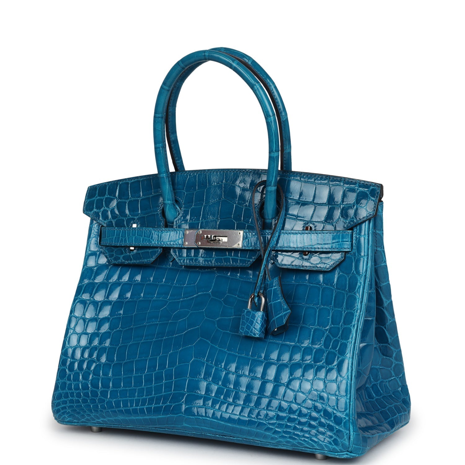 Birkin 30 Bleu Izmir Shiny Niloticus Crocodile Palladium Hardware Bag