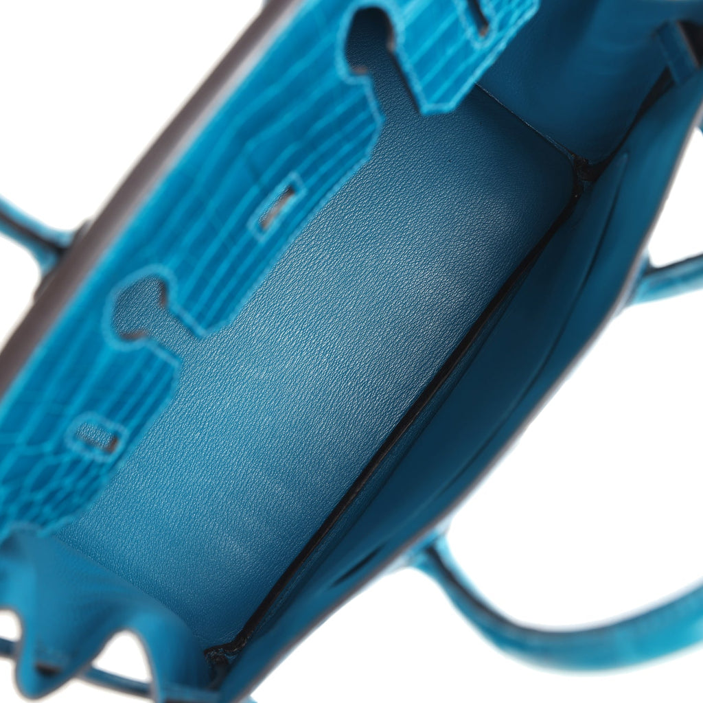 Birkin 30 Bleu Izmir Shiny Niloticus Crocodile Palladium Hardware Bag