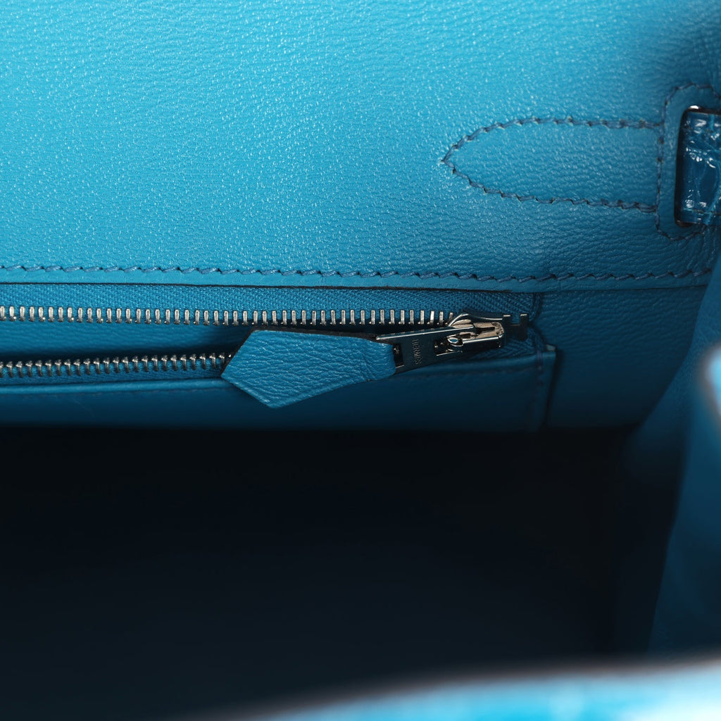 Birkin 30 Bleu Izmir Shiny Niloticus Crocodile Palladium Hardware Bag