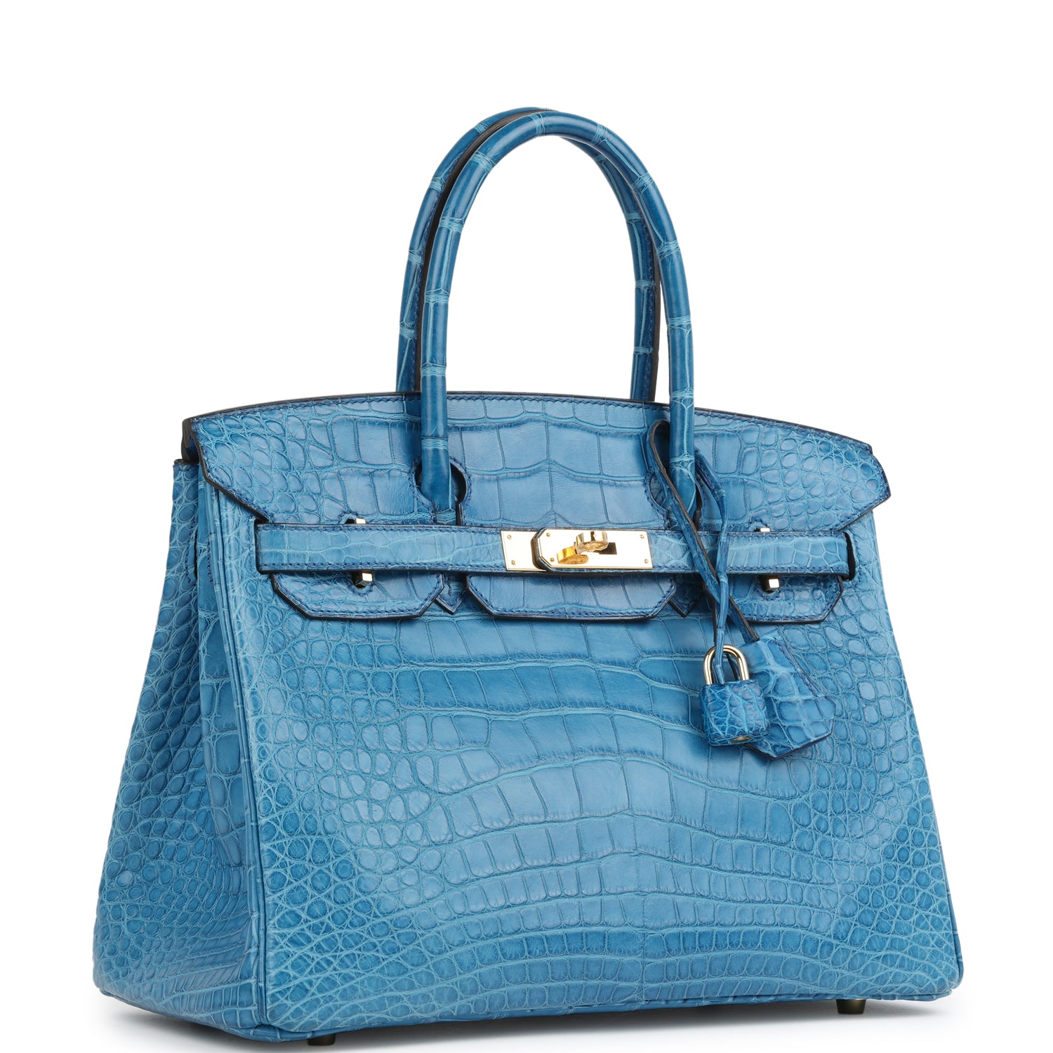 Birkin 30 Bleu Mykonos Matte Alligator Gold Hardware Bag