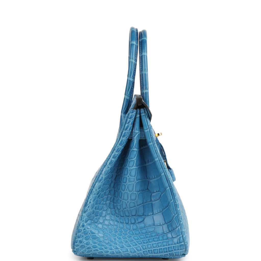 Birkin 30 Bleu Mykonos Matte Alligator Gold Hardware Bag