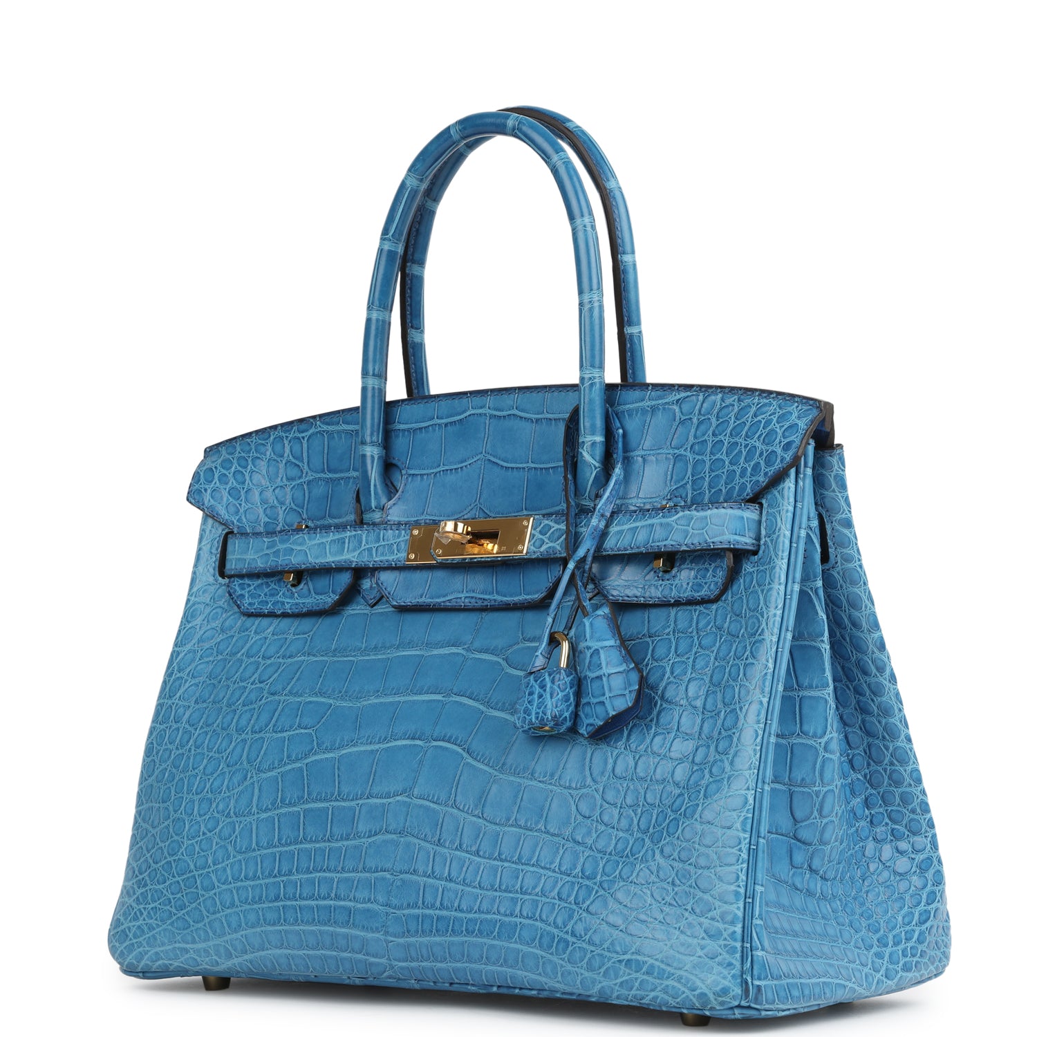 Birkin 30 Bleu Mykonos Matte Alligator Gold Hardware Bag