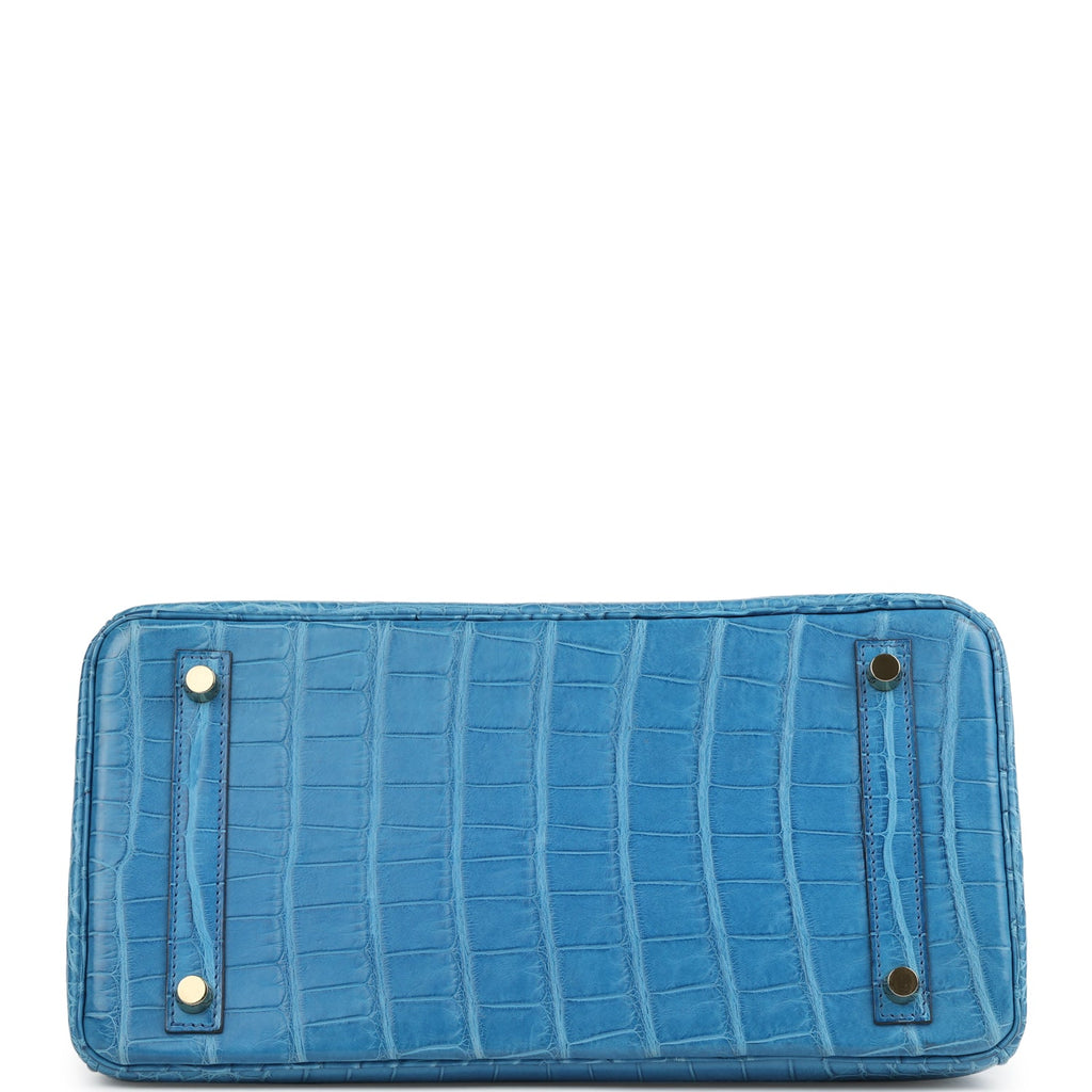 Birkin 30 Bleu Mykonos Matte Alligator Gold Hardware Bag