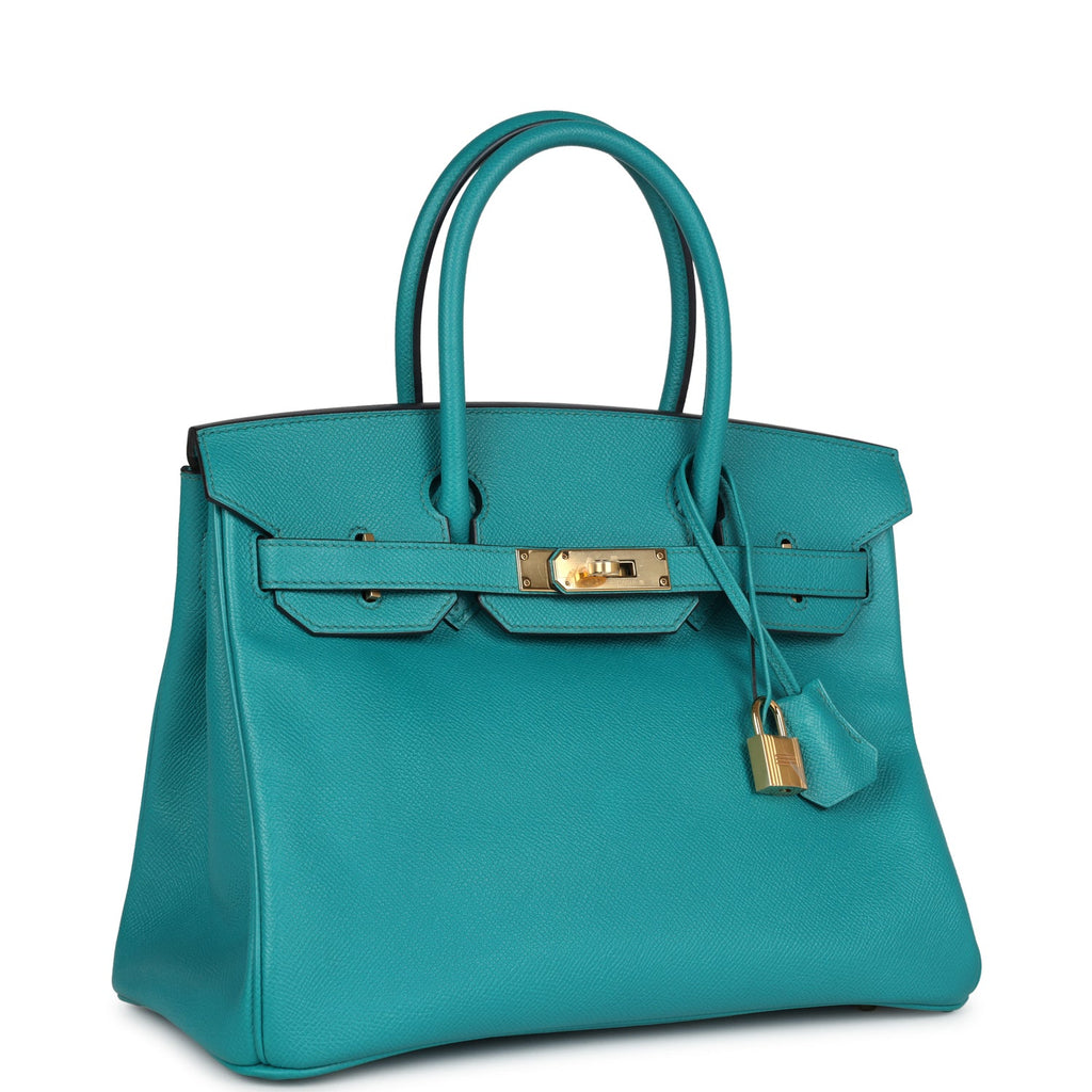 Birkin 30 Bleu Paon Epsom Gold Hardware Bag