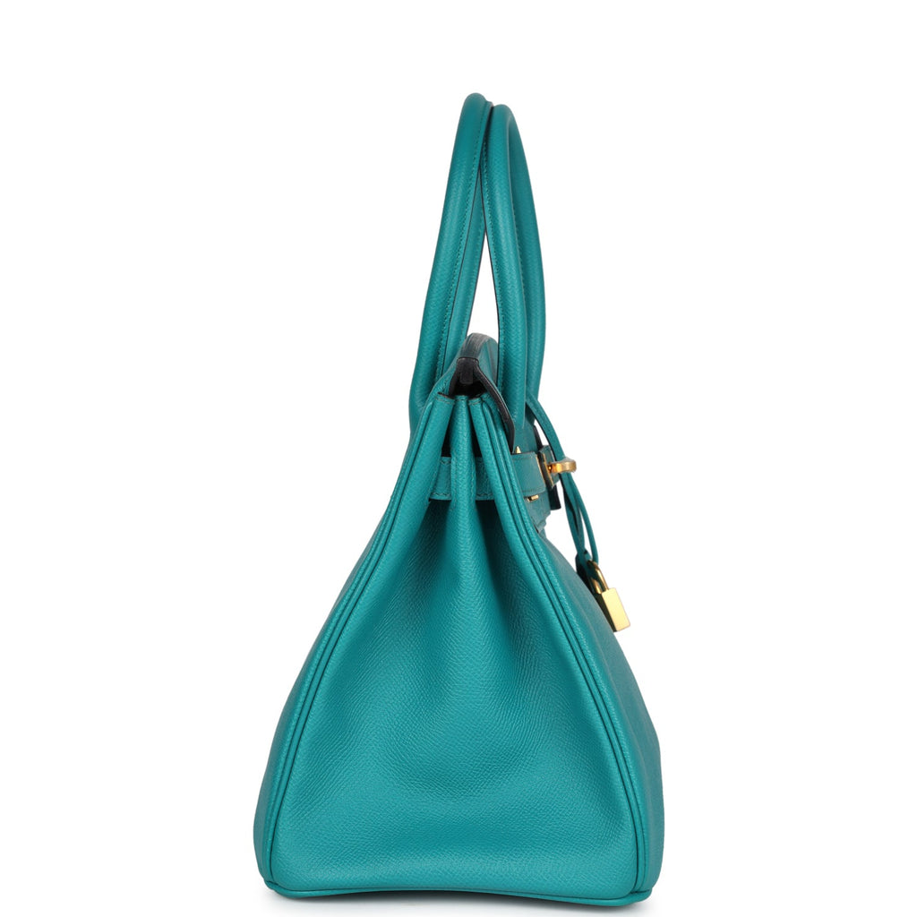 Birkin 30 Bleu Paon Epsom Gold Hardware Bag