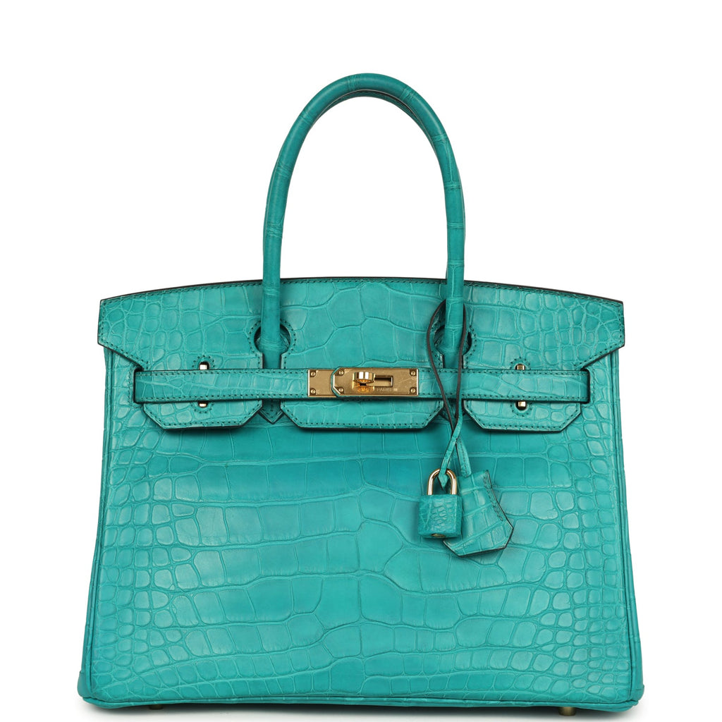 Birkin 30 Bleu Paon Matte Alligator Gold Hardware Bag