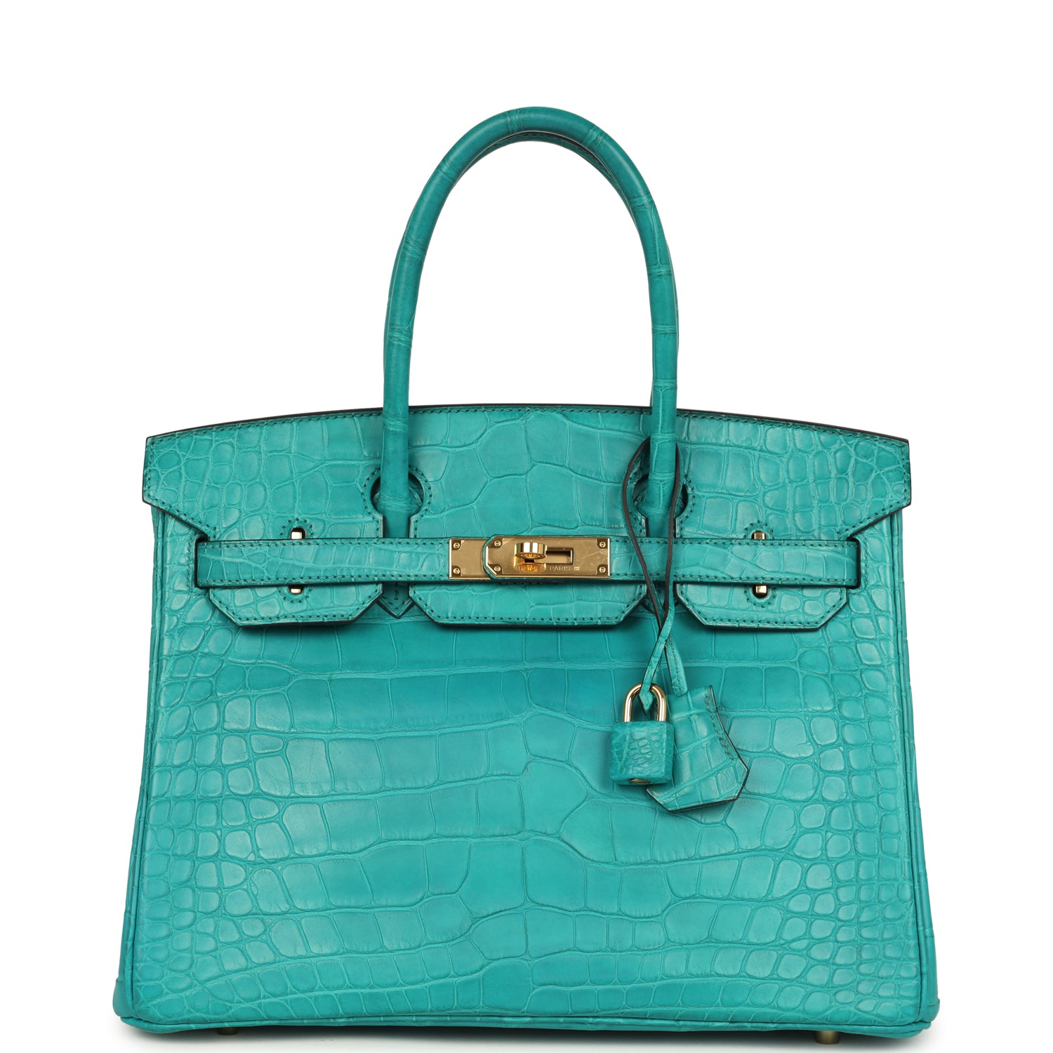 Birkin 30 Bleu Paon Matte Alligator Gold Hardware Bag