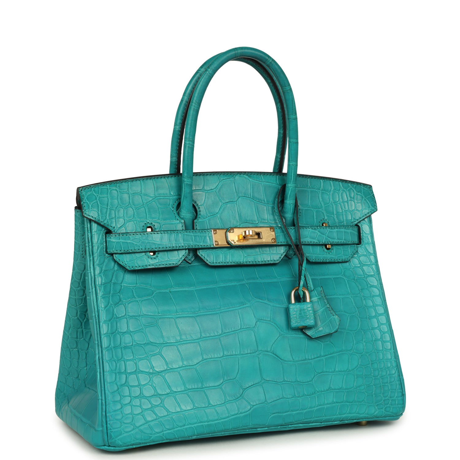 Birkin 30 Bleu Paon Matte Alligator Gold Hardware Bag