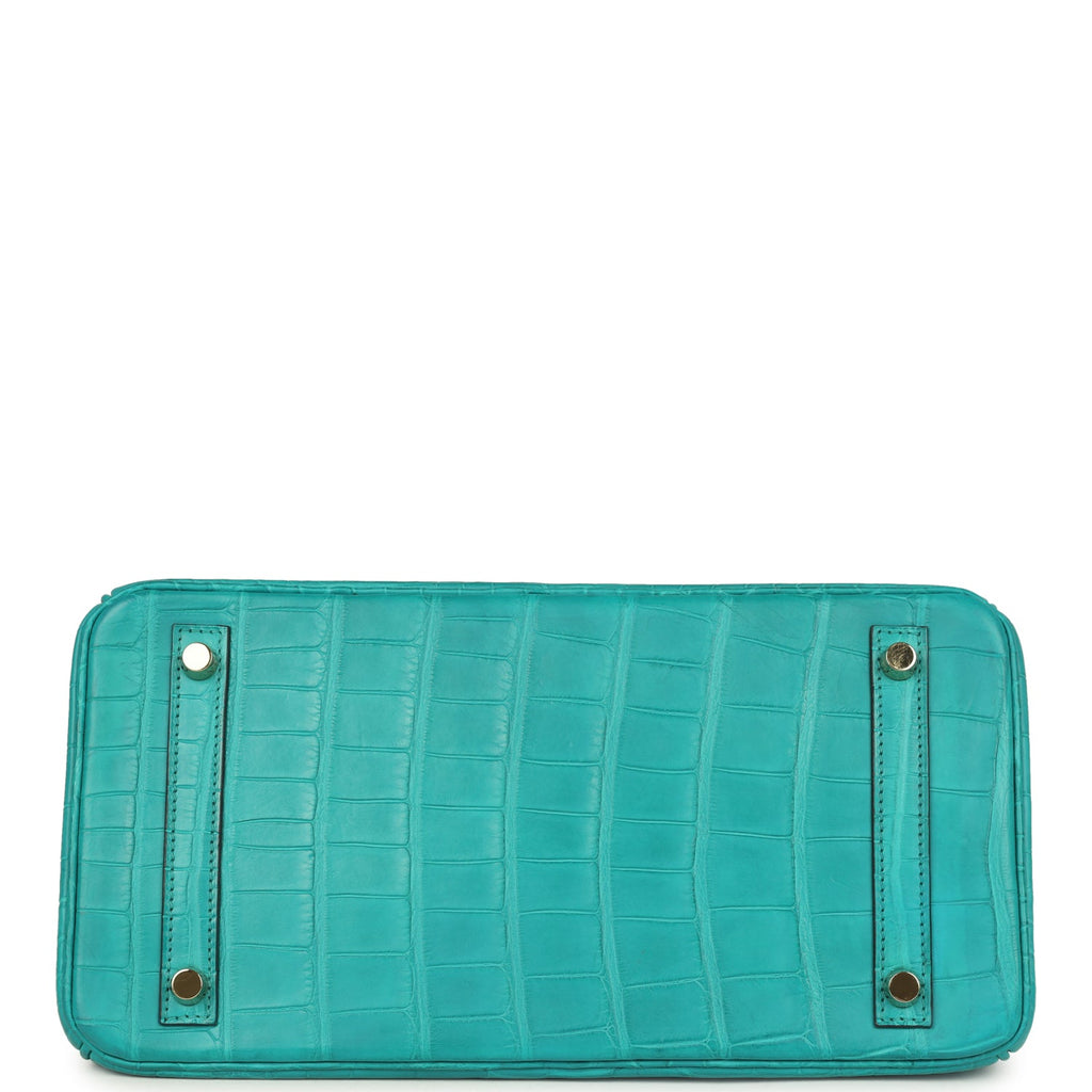 Birkin 30 Bleu Paon Matte Alligator Gold Hardware Bag