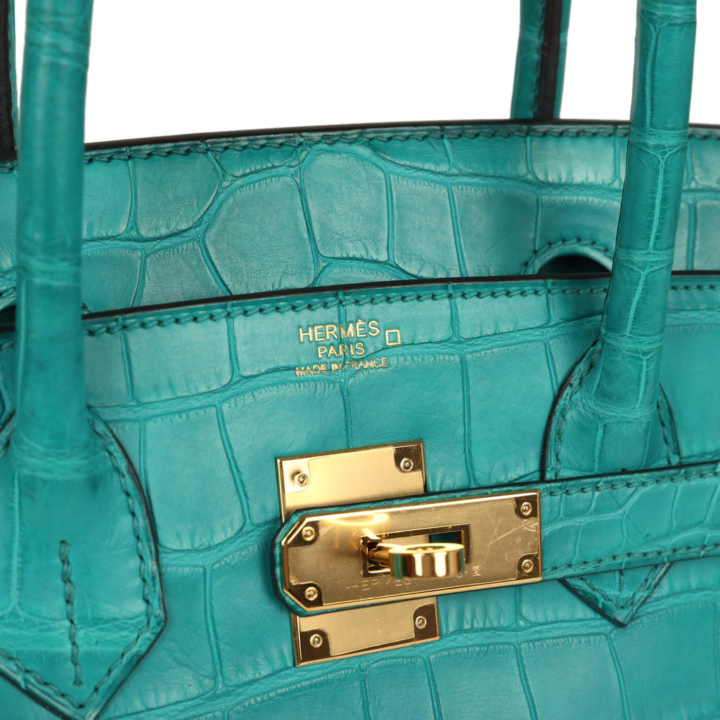 Birkin 30 Bleu Paon Matte Alligator Gold Hardware Bag