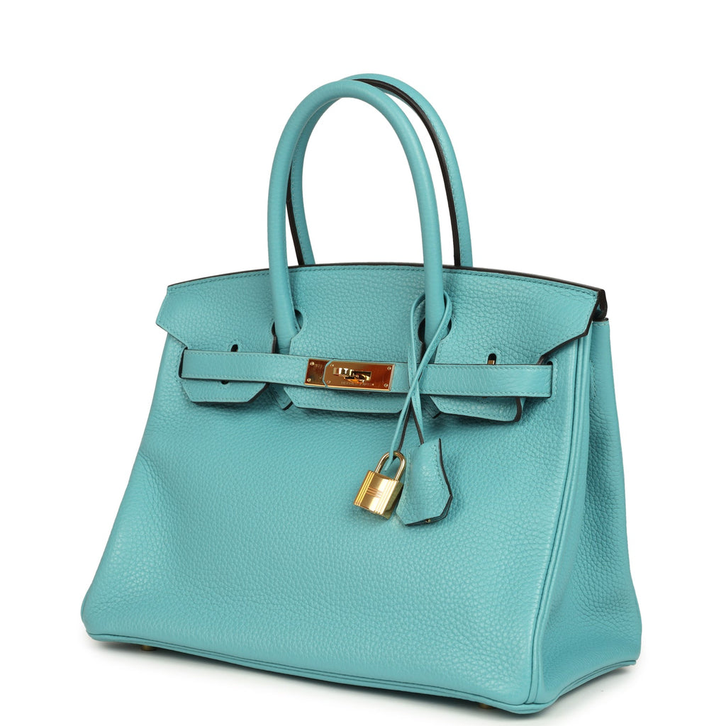 Birkin 30 Bleu Saint-Cyr Clemence Gold Hardware Bag