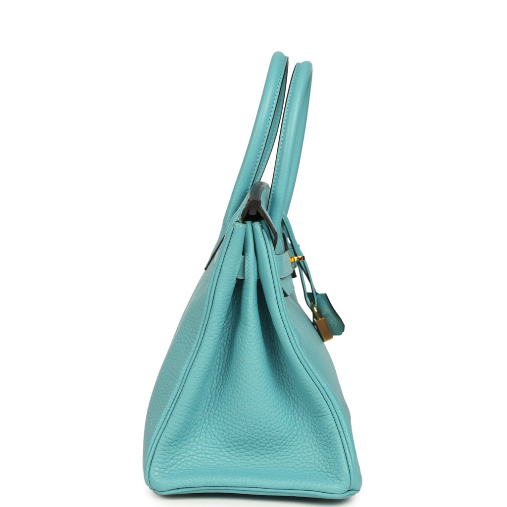 Birkin 30 Bleu Saint-Cyr Clemence Gold Hardware Bag