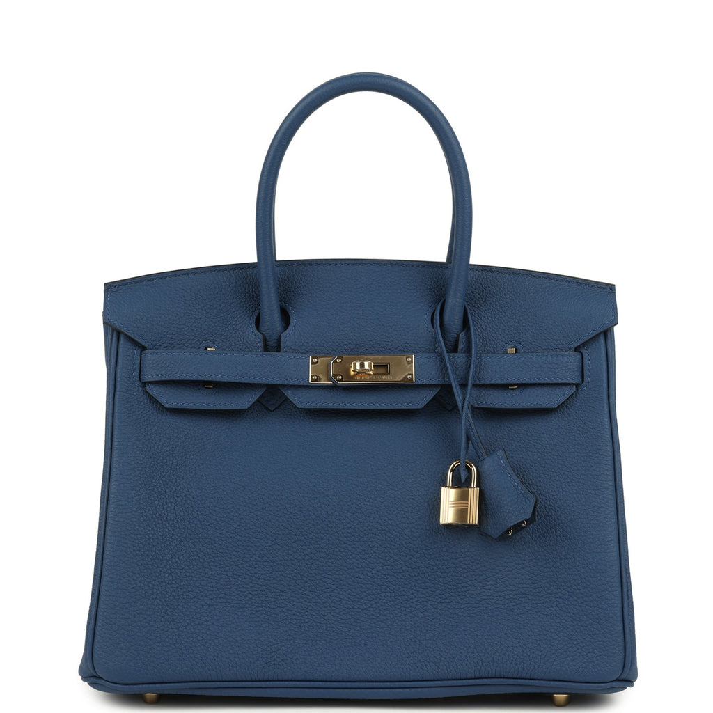 Birkin 30 Bleu Tie Togo Permabrass Hardware Bag