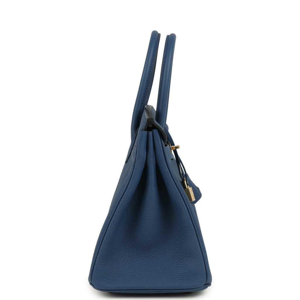Birkin 30 Bleu Tie Togo Permabrass Hardware Bag