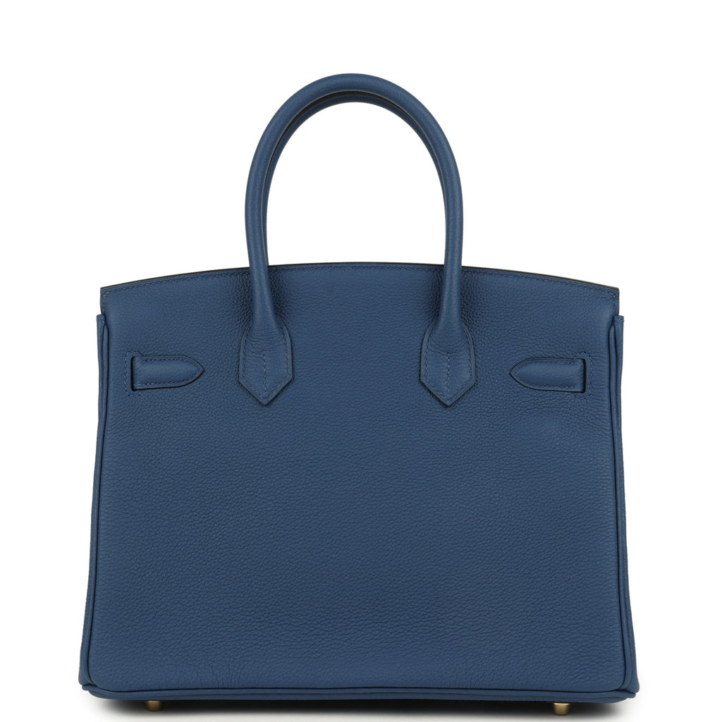 Birkin 30 Bleu Tie Togo Permabrass Hardware Bag