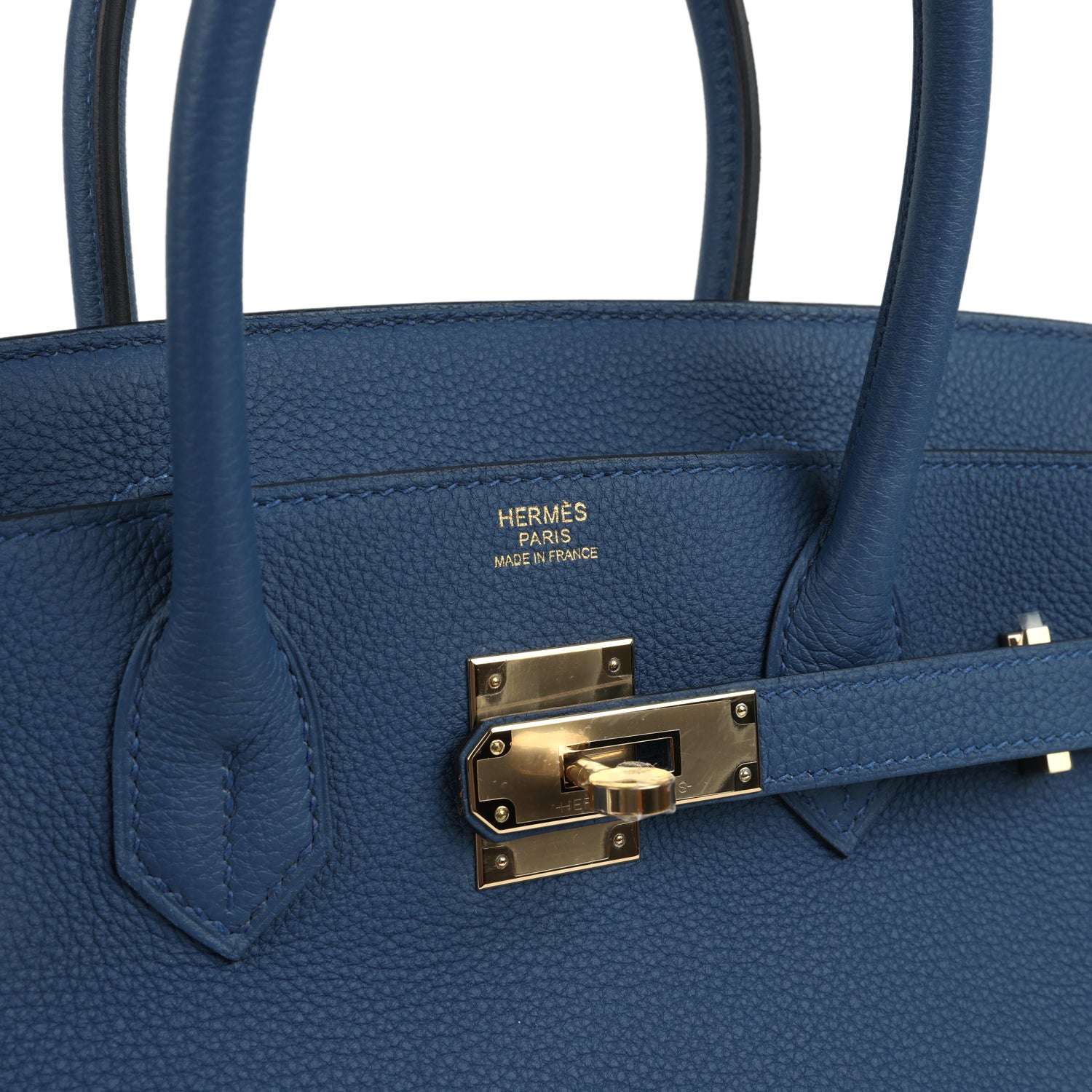 Birkin 30 Bleu Tie Togo Permabrass Hardware Bag