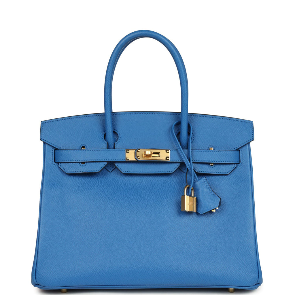 Birkin 30 Bleu Zellige Epsom Gold Hardware Bag