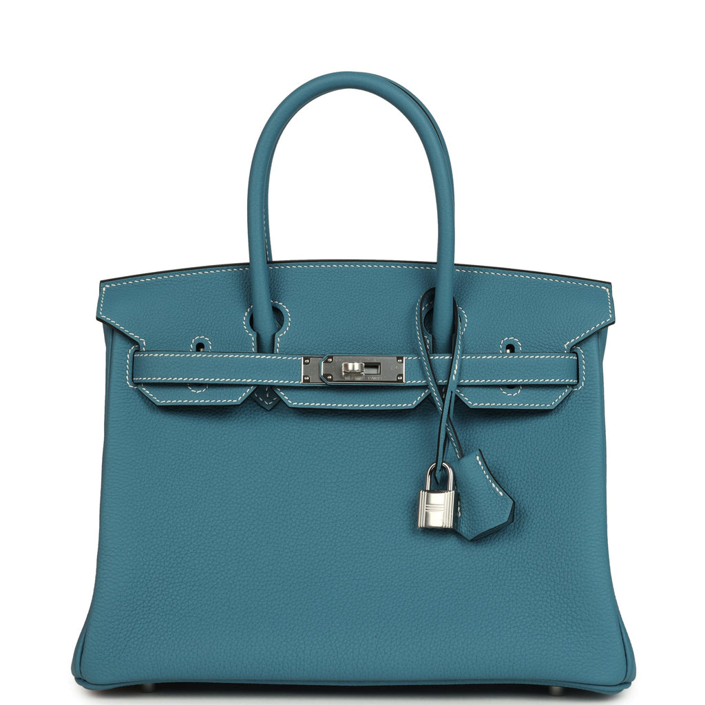 Birkin 30 Blue Jean Togo Palladium Hardware Bag