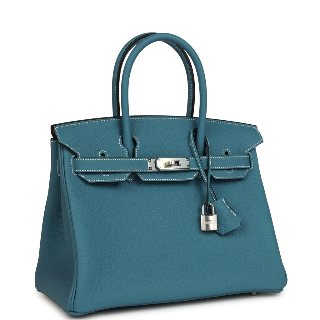Birkin 30 Blue Jean Togo Palladium Hardware Bag