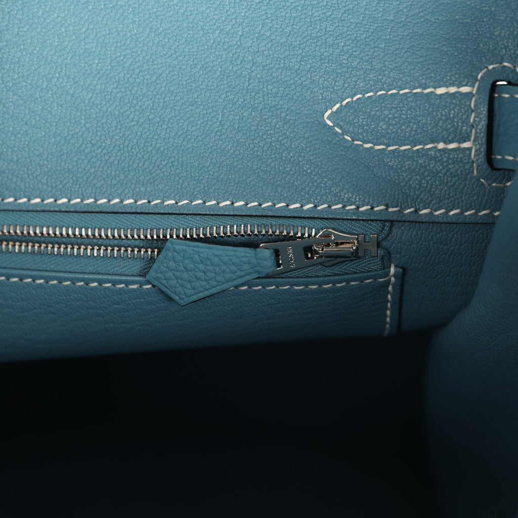 Birkin 30 Blue Jean Togo Palladium Hardware Bag