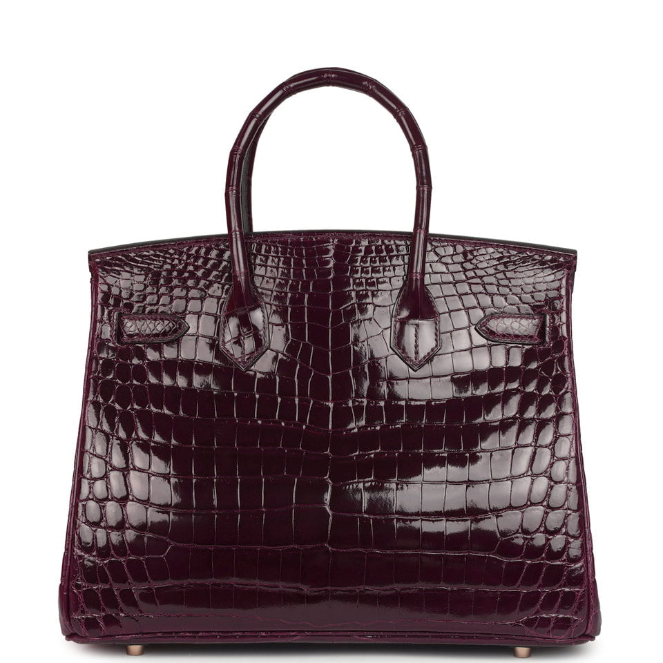 Birkin 30 Bordeaux Shiny Niloticus Crocodile Gold Hardware Bag