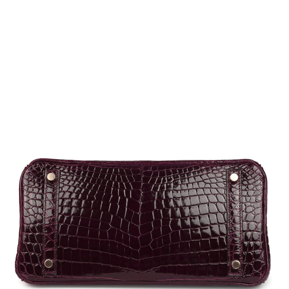 Birkin 30 Bordeaux Shiny Niloticus Crocodile Gold Hardware Bag