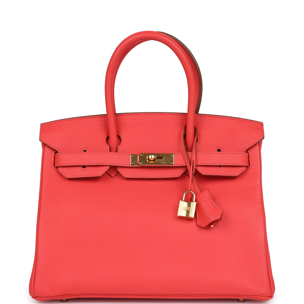 Birkin 30 Bougainvillea Clemence Gold Hardware Bag