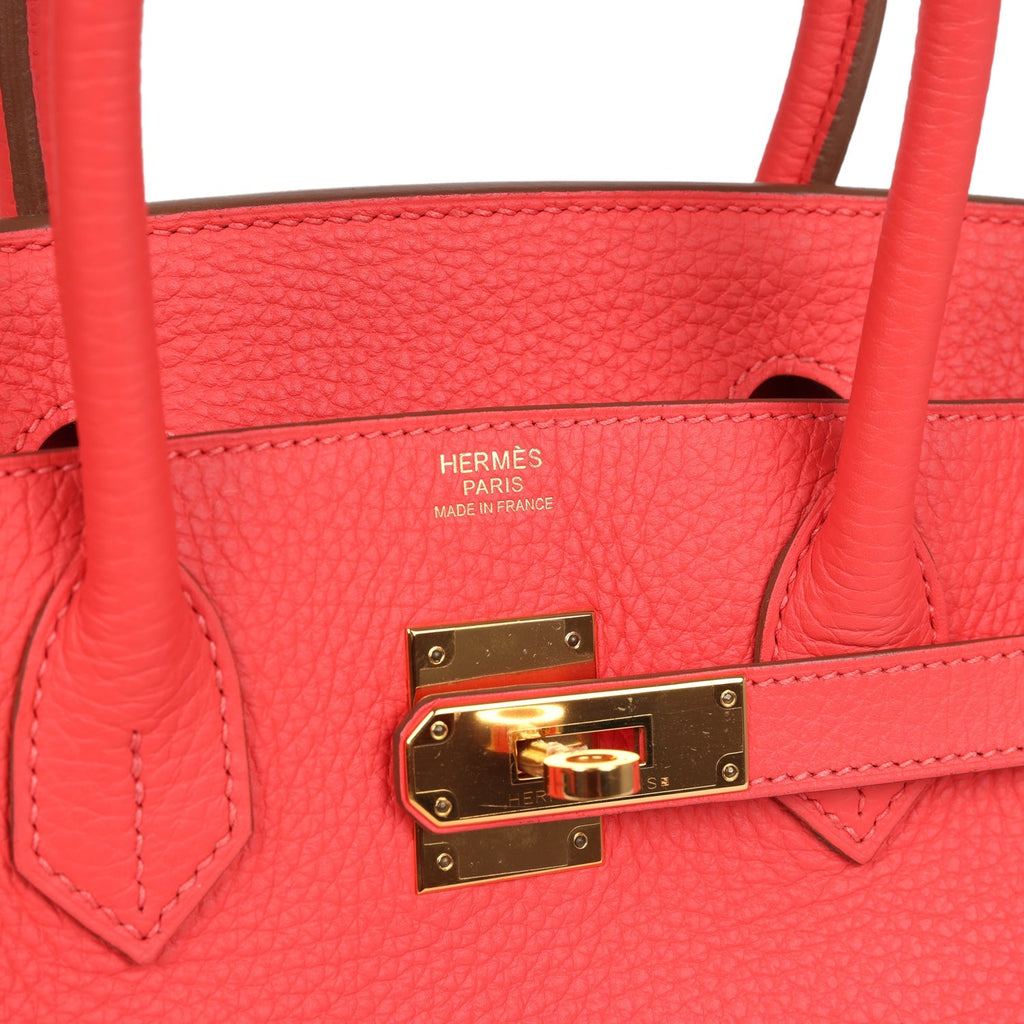 Birkin 30 Bougainvillea Clemence Gold Hardware Bag