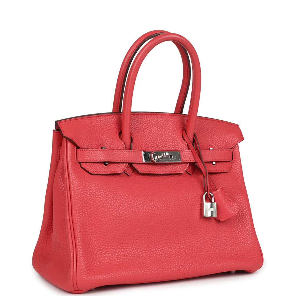 Birkin 30 Bougainvillea Clemence Palladium Hardware Bag