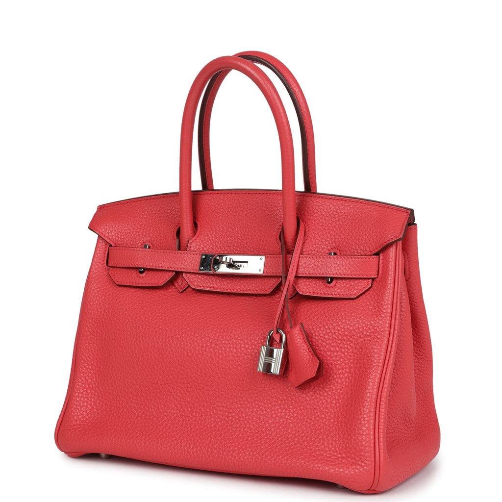 Birkin 30 Bougainvillea Clemence Palladium Hardware Bag