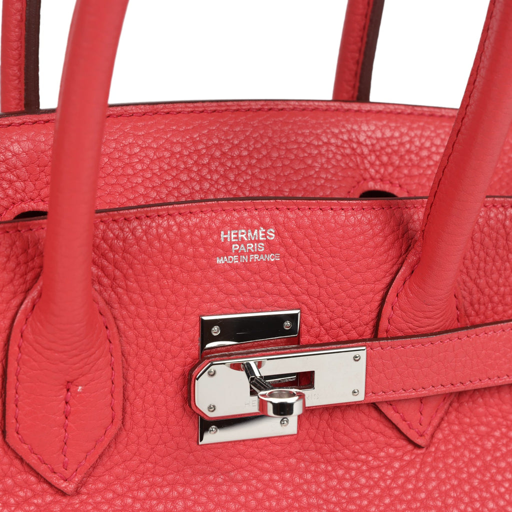 Birkin 30 Bougainvillea Clemence Palladium Hardware Bag