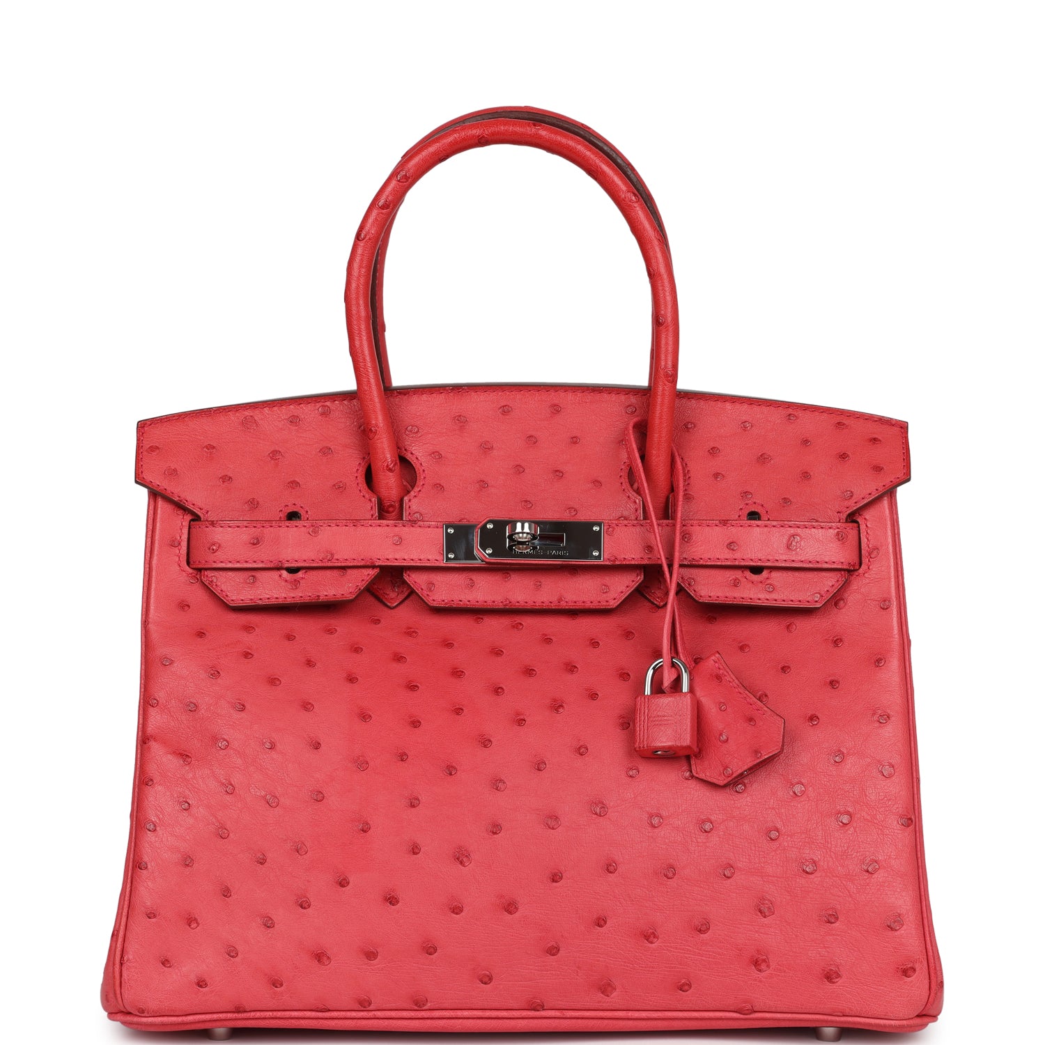 Birkin 30 Bougainvillea Ostrich Palladium Hardware Bag
