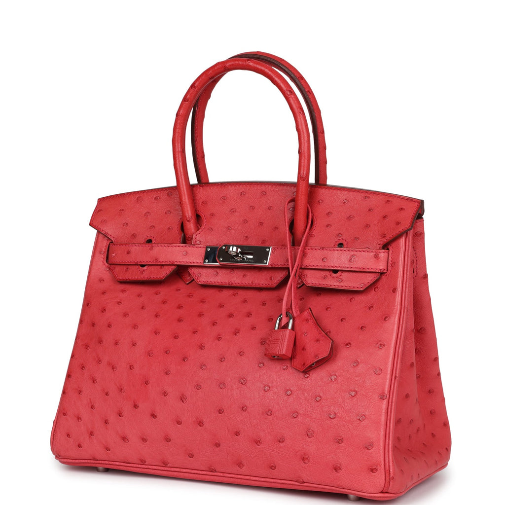 Birkin 30 Bougainvillea Ostrich Palladium Hardware Bag