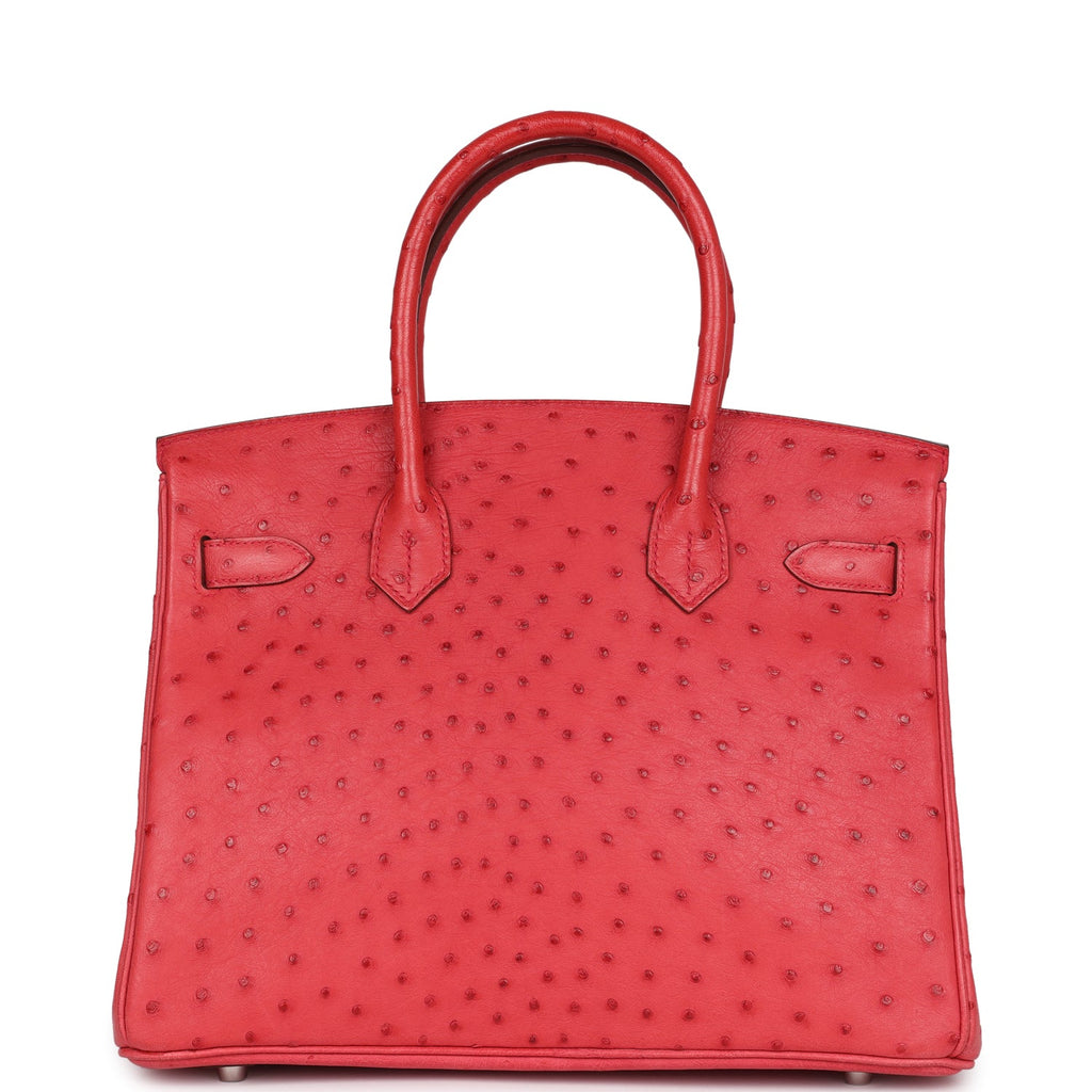 Birkin 30 Bougainvillea Ostrich Palladium Hardware Bag