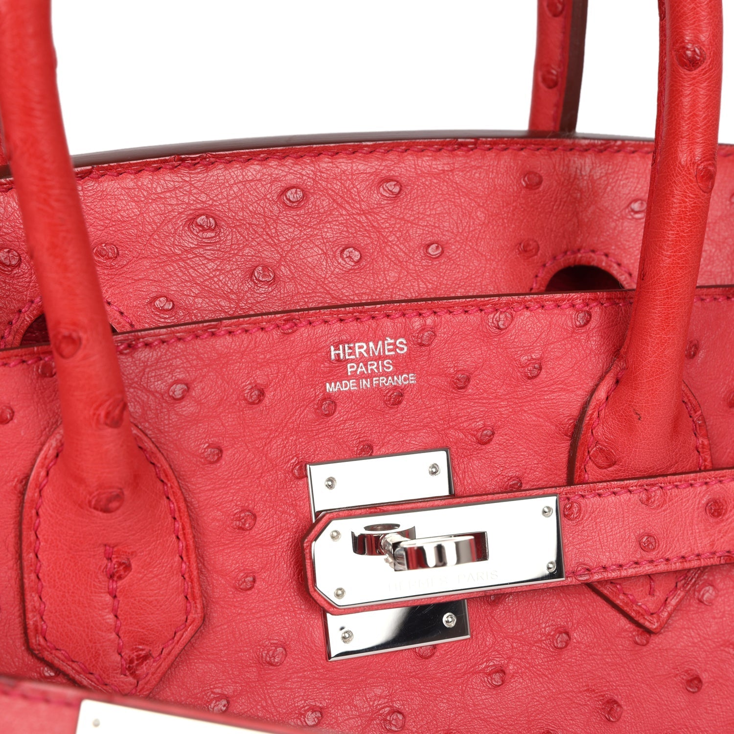 Birkin 30 Bougainvillea Ostrich Palladium Hardware Bag
