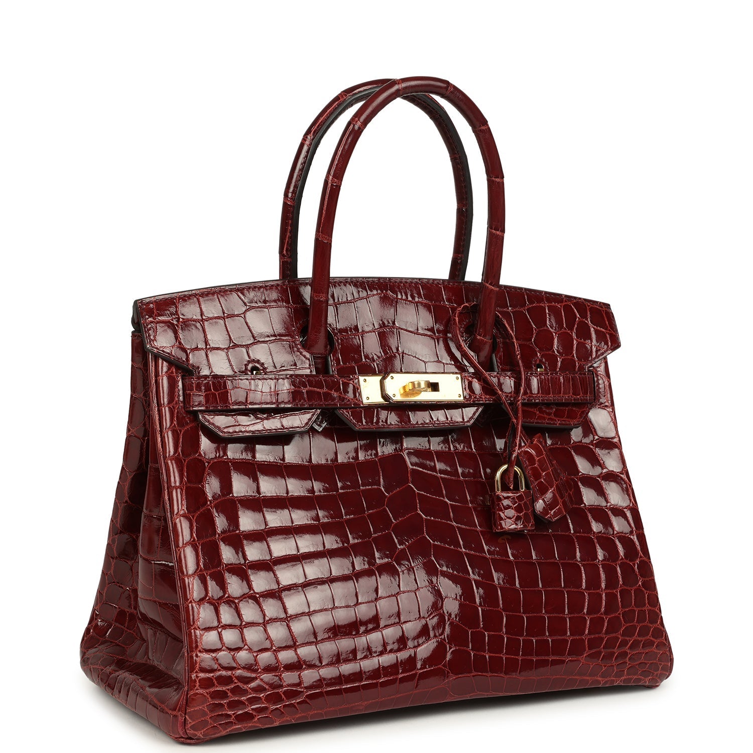 Birkin 30 Bourgogne Shiny Niloticus Crocodile Gold Hardware Bag