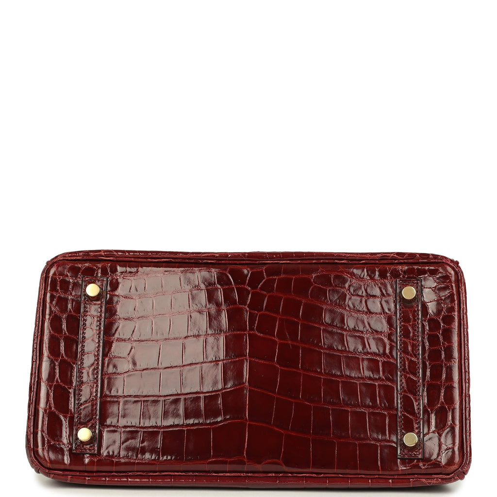 Birkin 30 Bourgogne Shiny Niloticus Crocodile Gold Hardware Bag