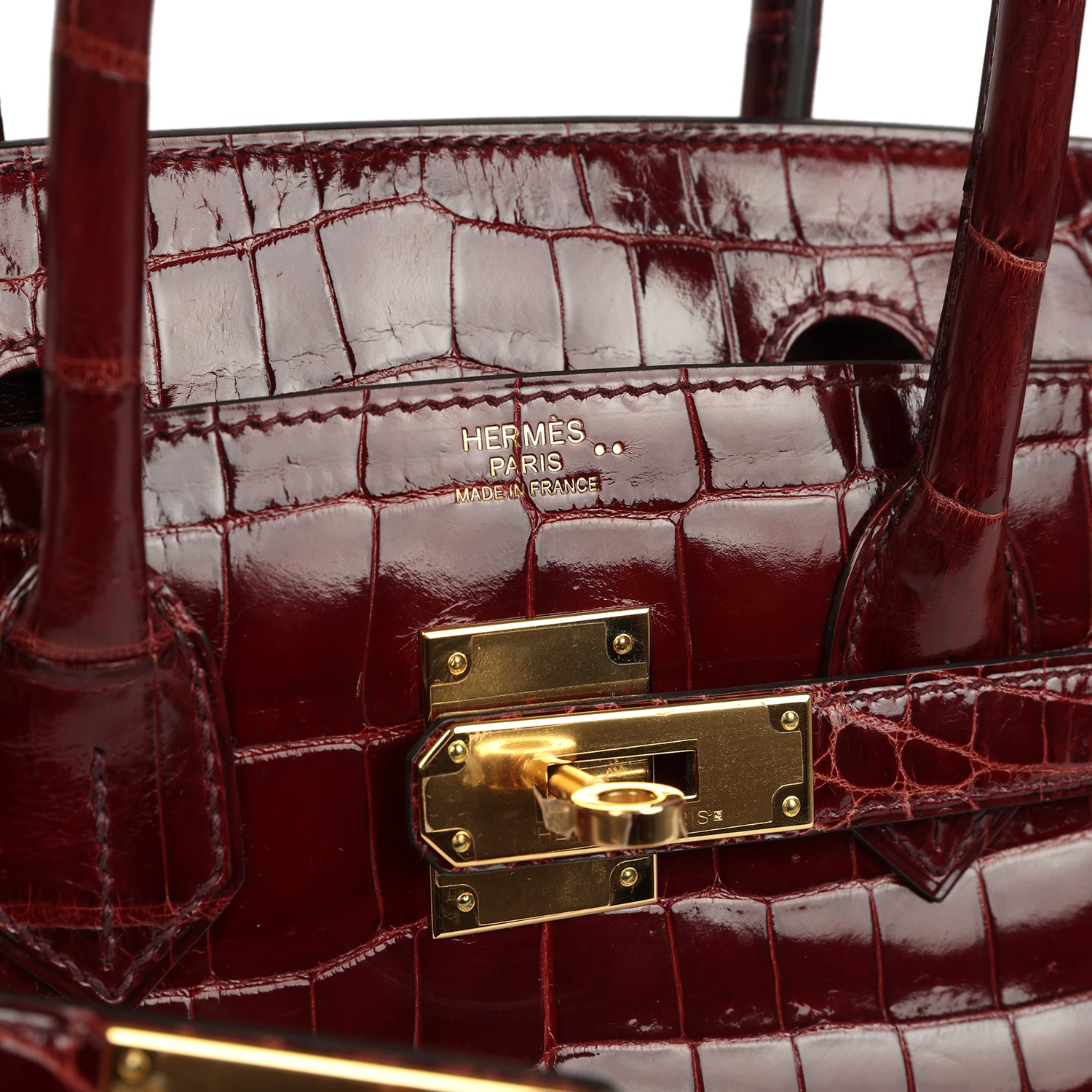 Birkin 30 Bourgogne Shiny Niloticus Crocodile Gold Hardware Bag