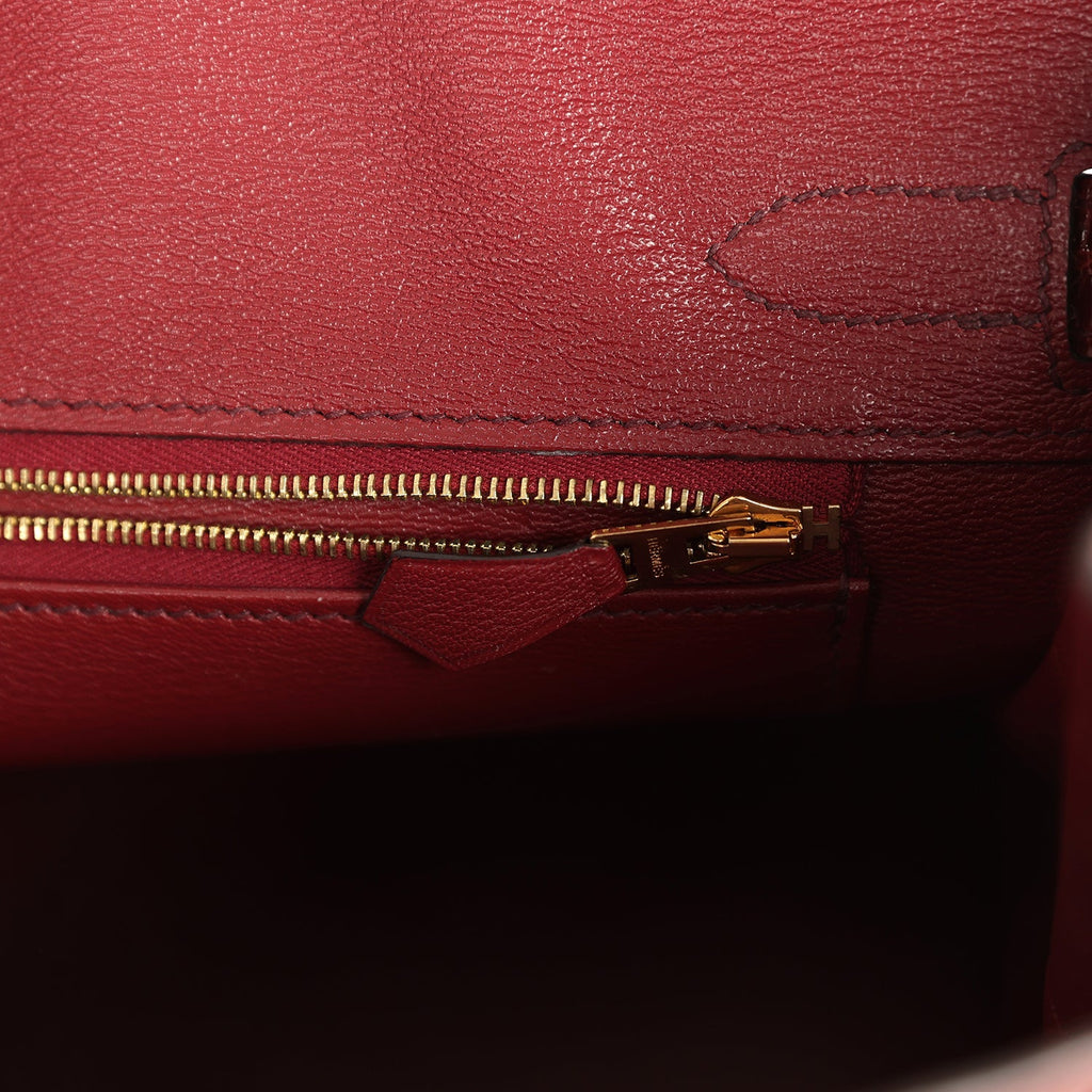 Birkin 30 Bourgogne Shiny Niloticus Crocodile Gold Hardware Bag