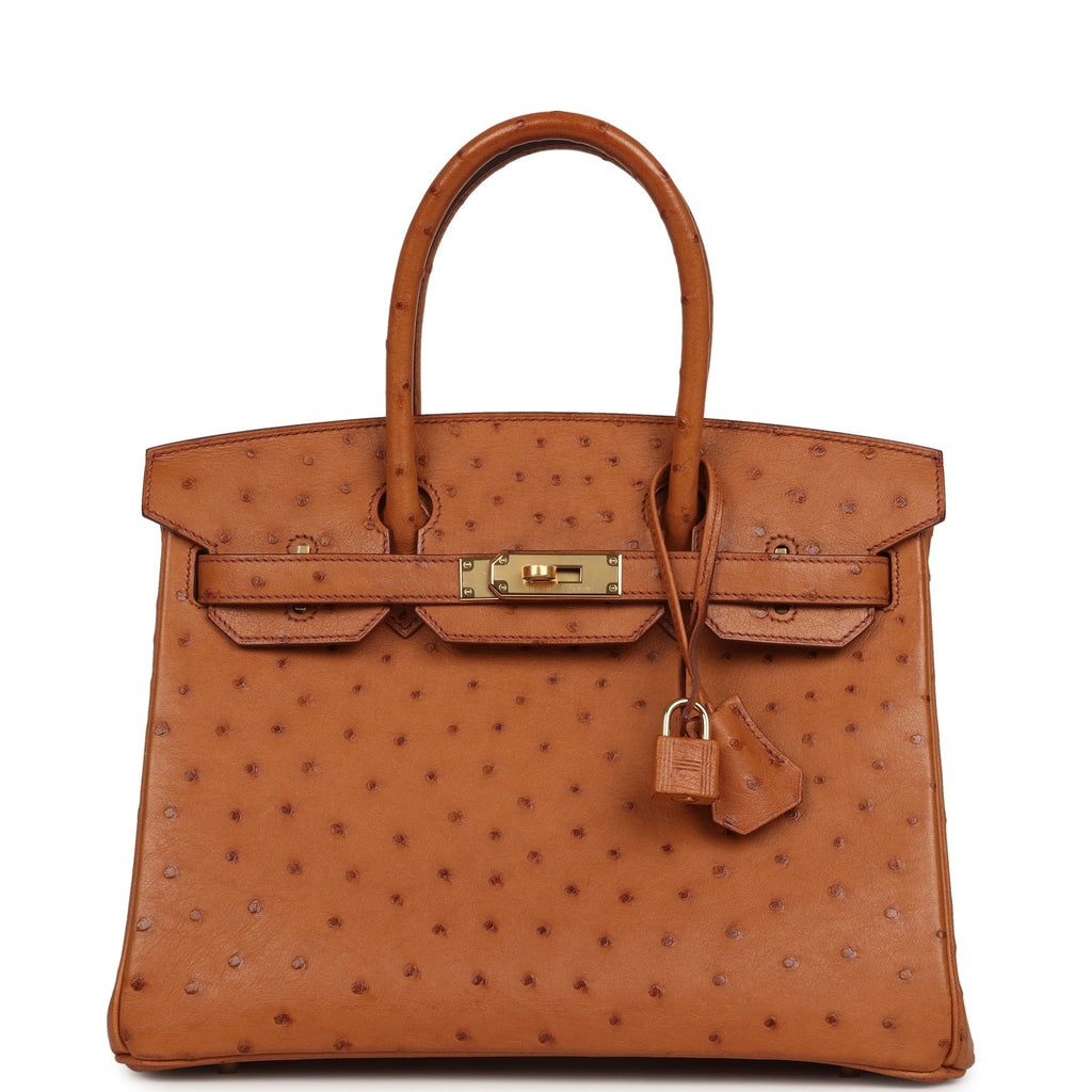 Birkin 30 Cognac Ostrich Gold Hardware Bag