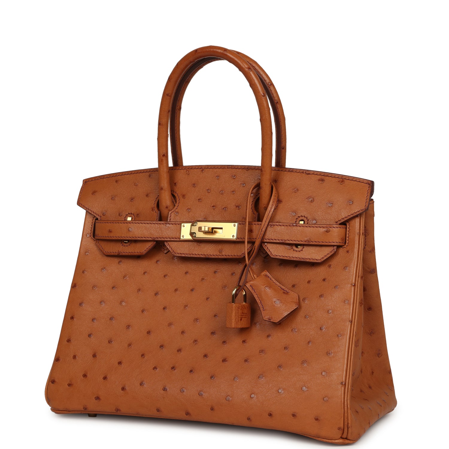 Birkin 30 Cognac Ostrich Gold Hardware Bag