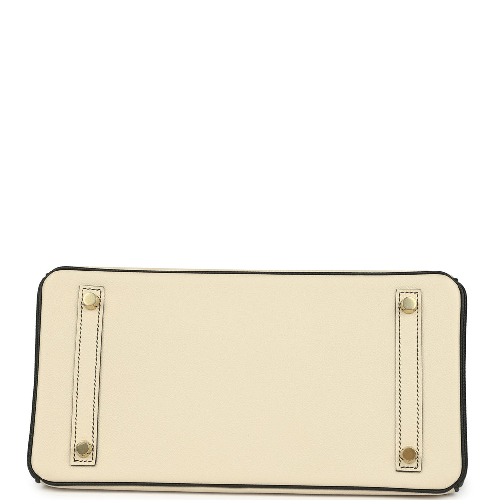 Birkin 30 Craie and Black Epsom Brushed Gold Hardware Bag