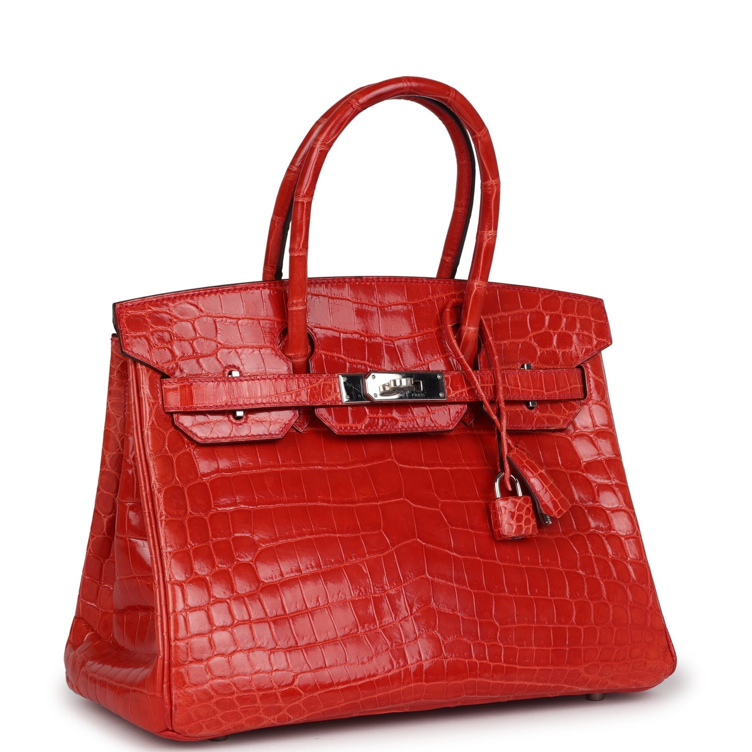 Birkin 30 Geranium Shiny Niloticus Crocodile Palladium Hardware Bag