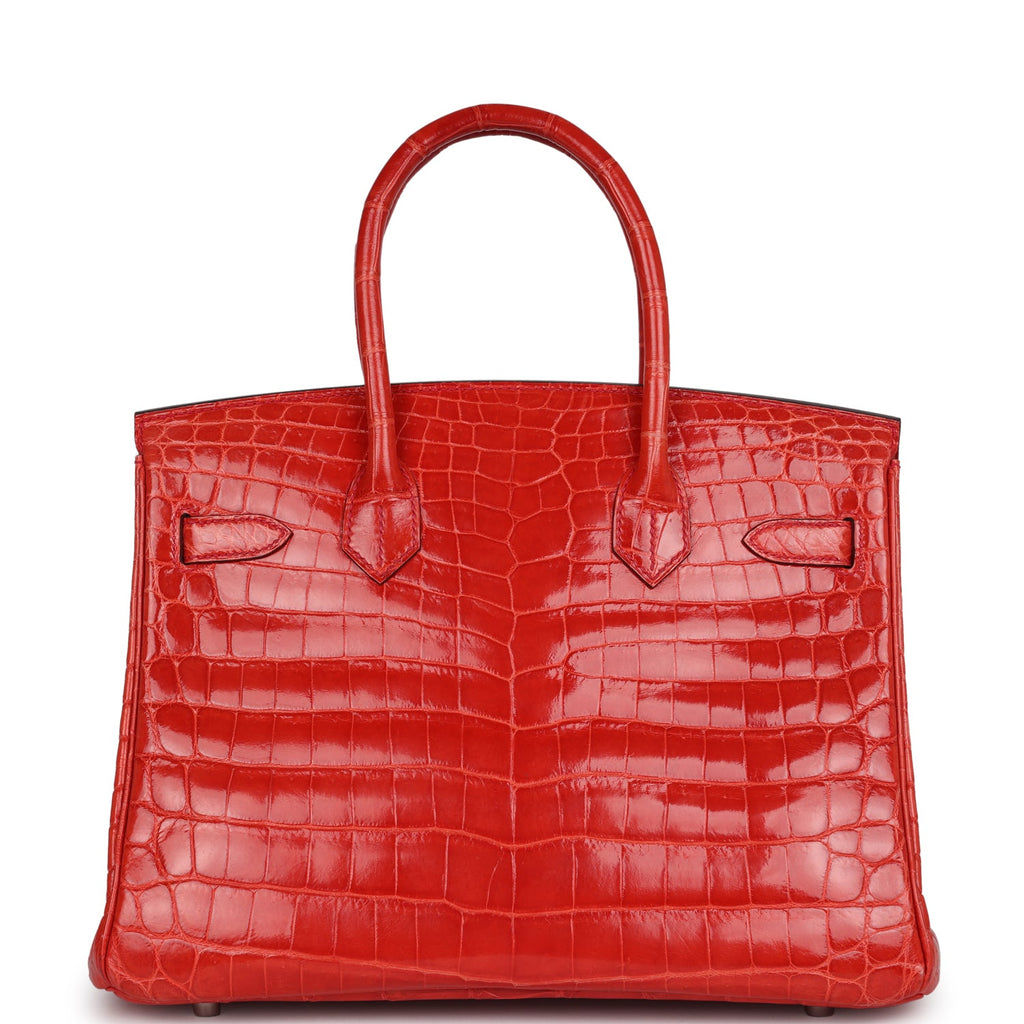 Birkin 30 Geranium Shiny Niloticus Crocodile Palladium Hardware Bag